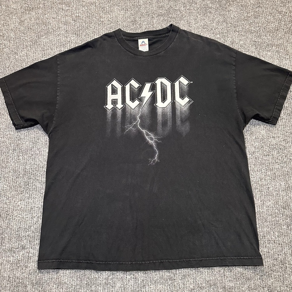 Vintage AC DC Shirt Mens Sz 2XL Black Band Tee Fader Rock‎ 00s Y2K